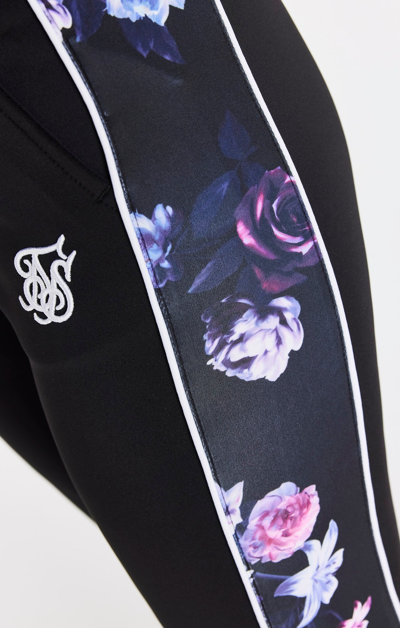 SikSilk Floral Luxe Track Pants - Black (3)