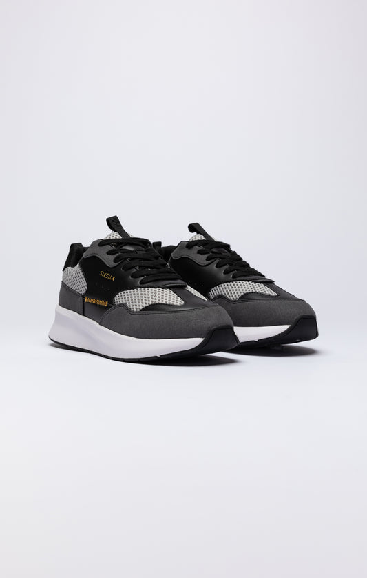 Black Mesh Running Trainer With Overlays