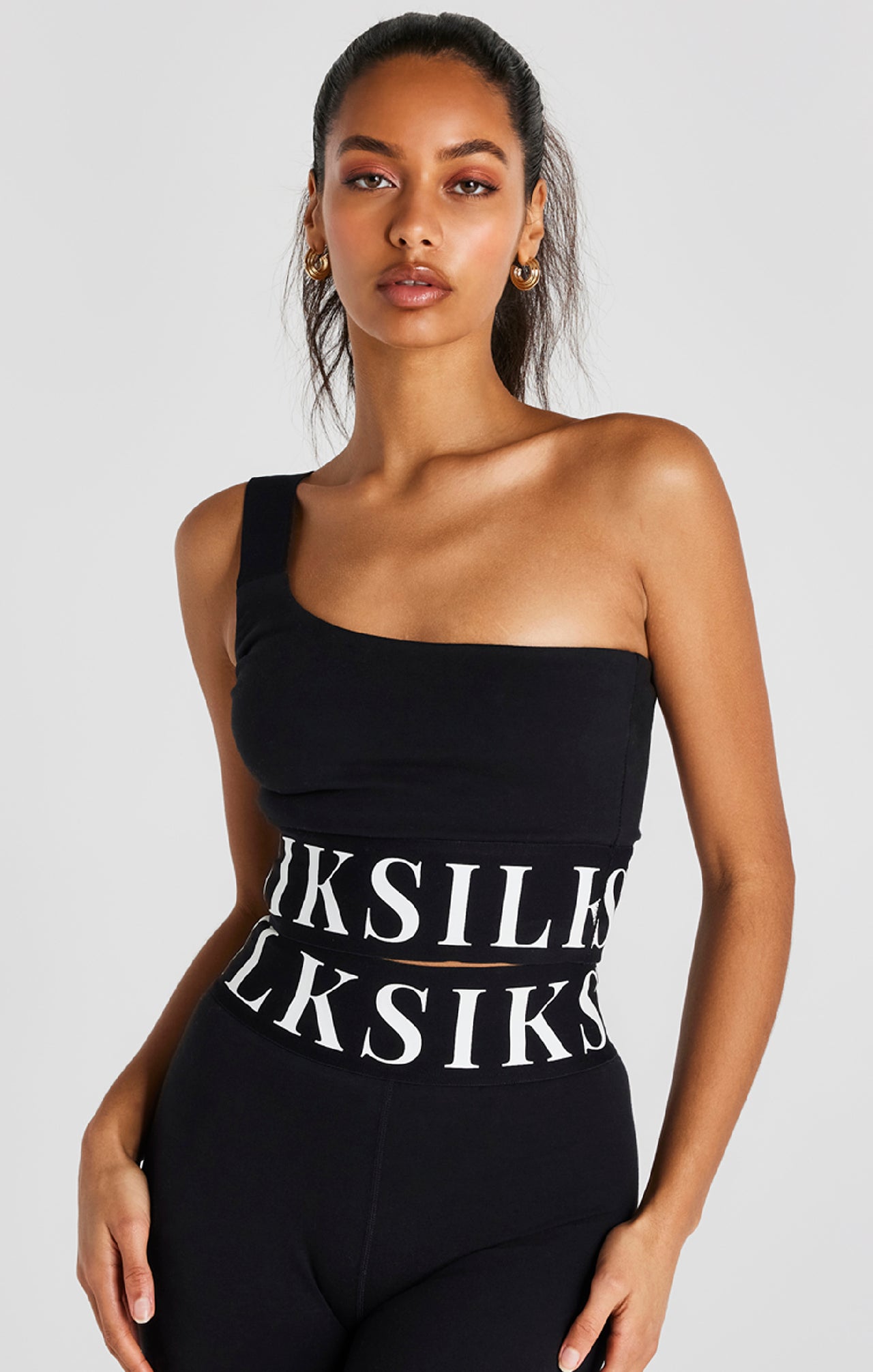 Black One Shoulder Crop Top