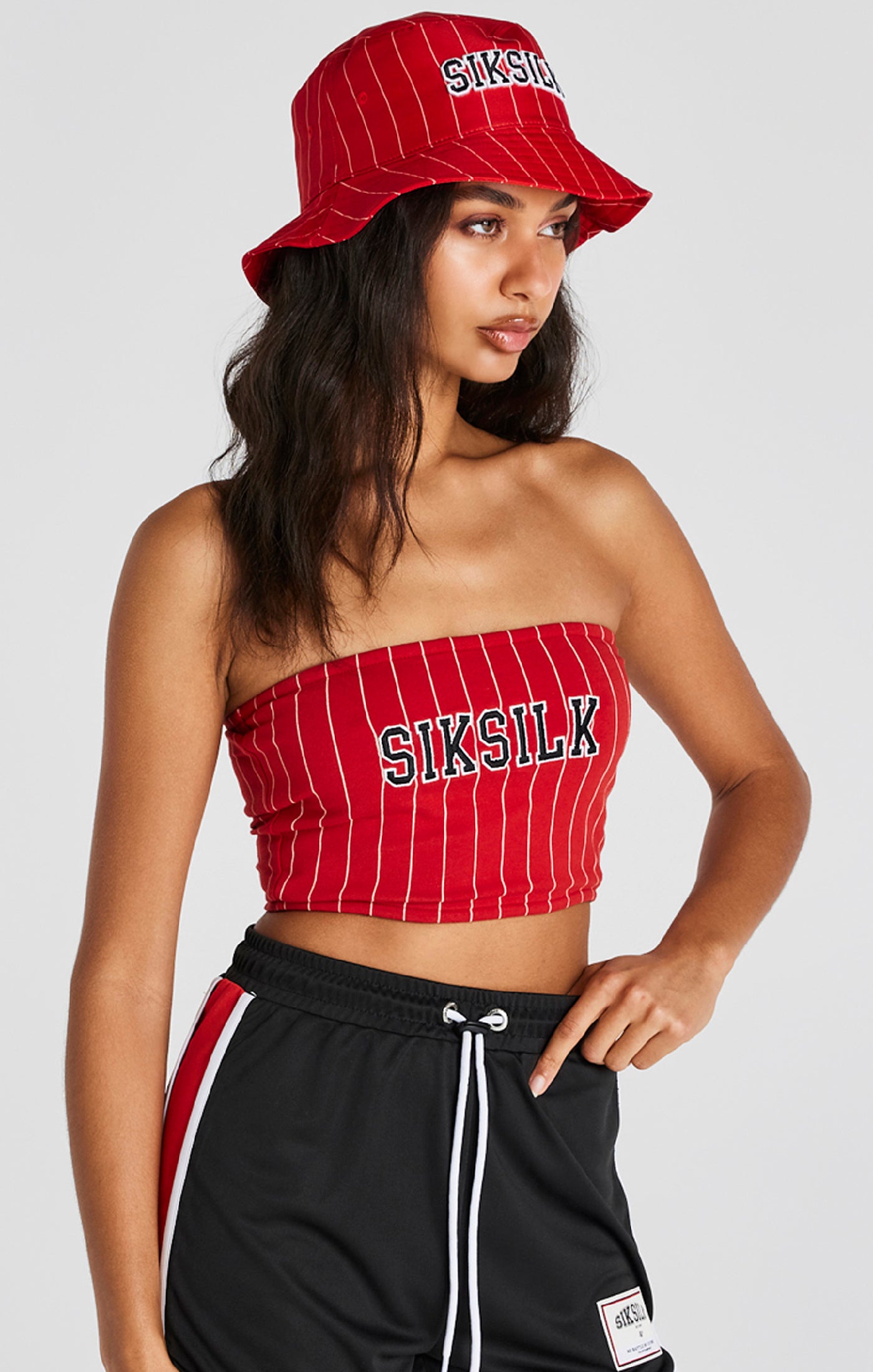 SikSilk Women's Red Pinstripe Bandeau Top SikSilk NZ