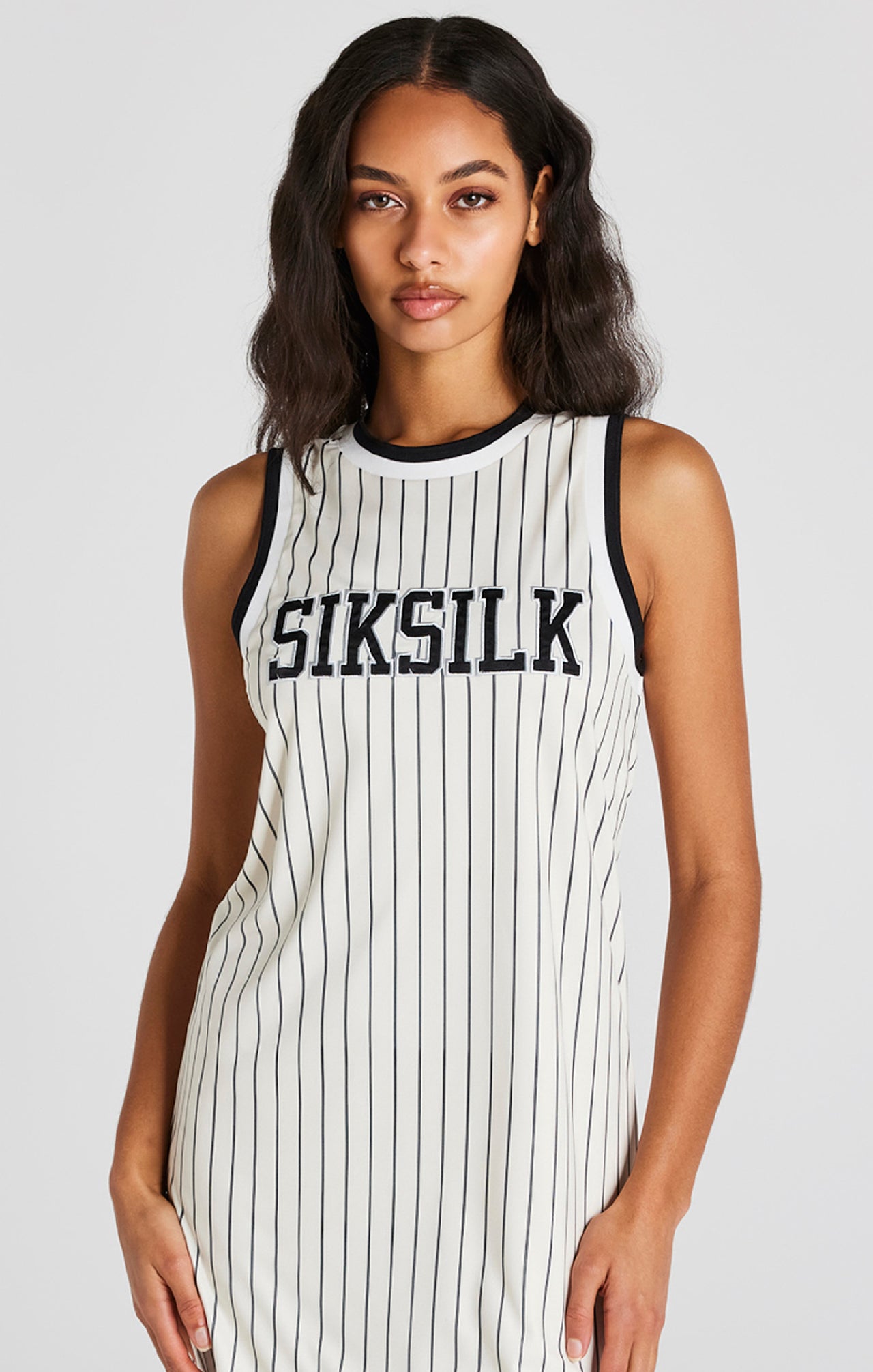 Ecru Basketball Pinstripe Dress (1)