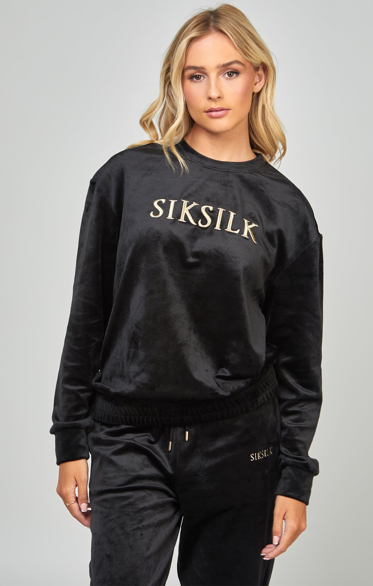 Black Velour Oversized Sweatshirt