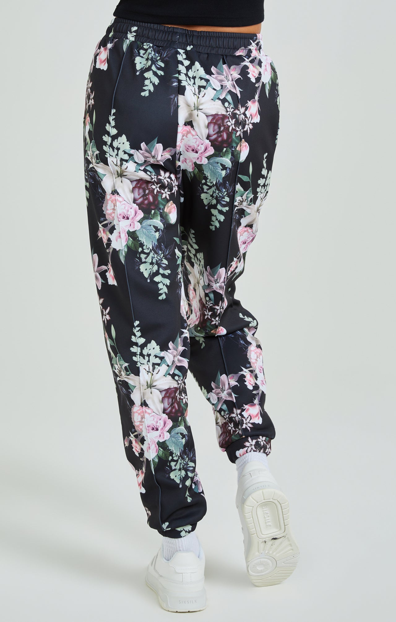 Black Floral Print Oversized Joggers (3)