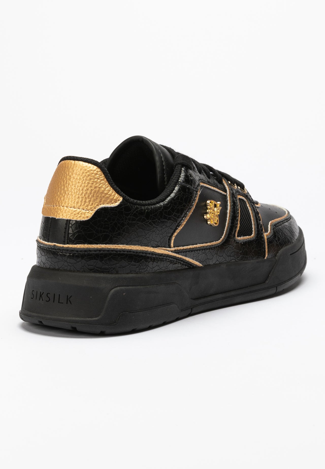Black And Gold Trimmed Low Top Court Trainer (1)