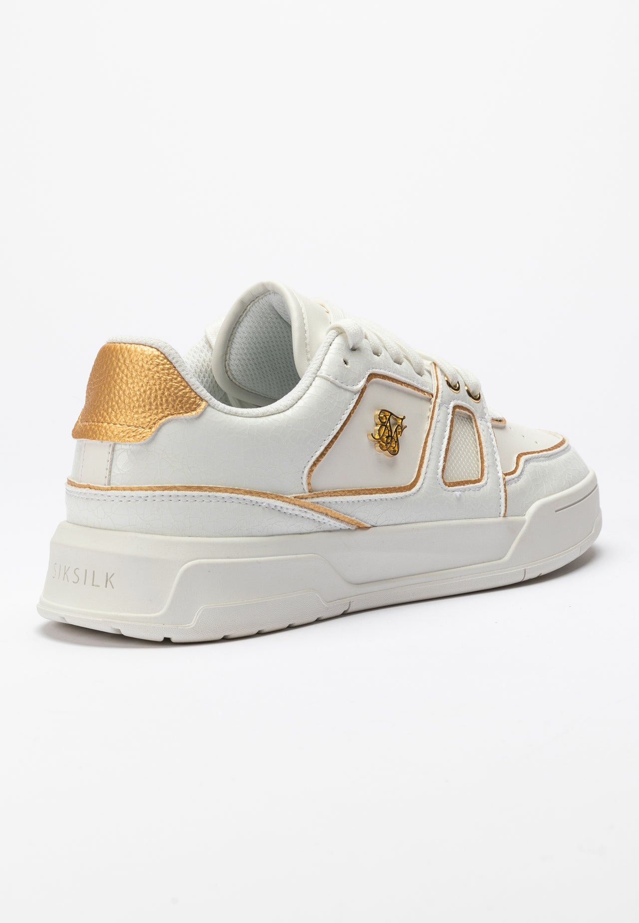 White And Gold Trimmed Low Top Court Trainer (1)