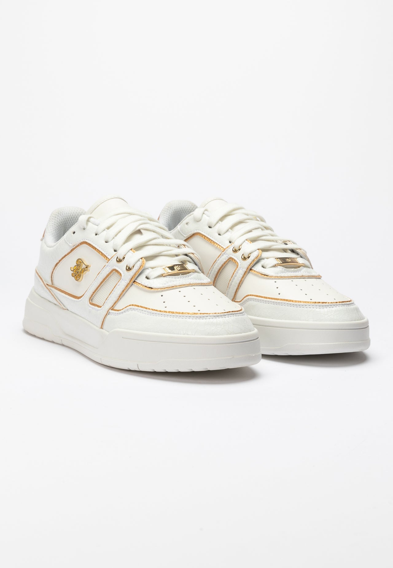 White And Gold Trimmed Low Top Court Trainer (3)