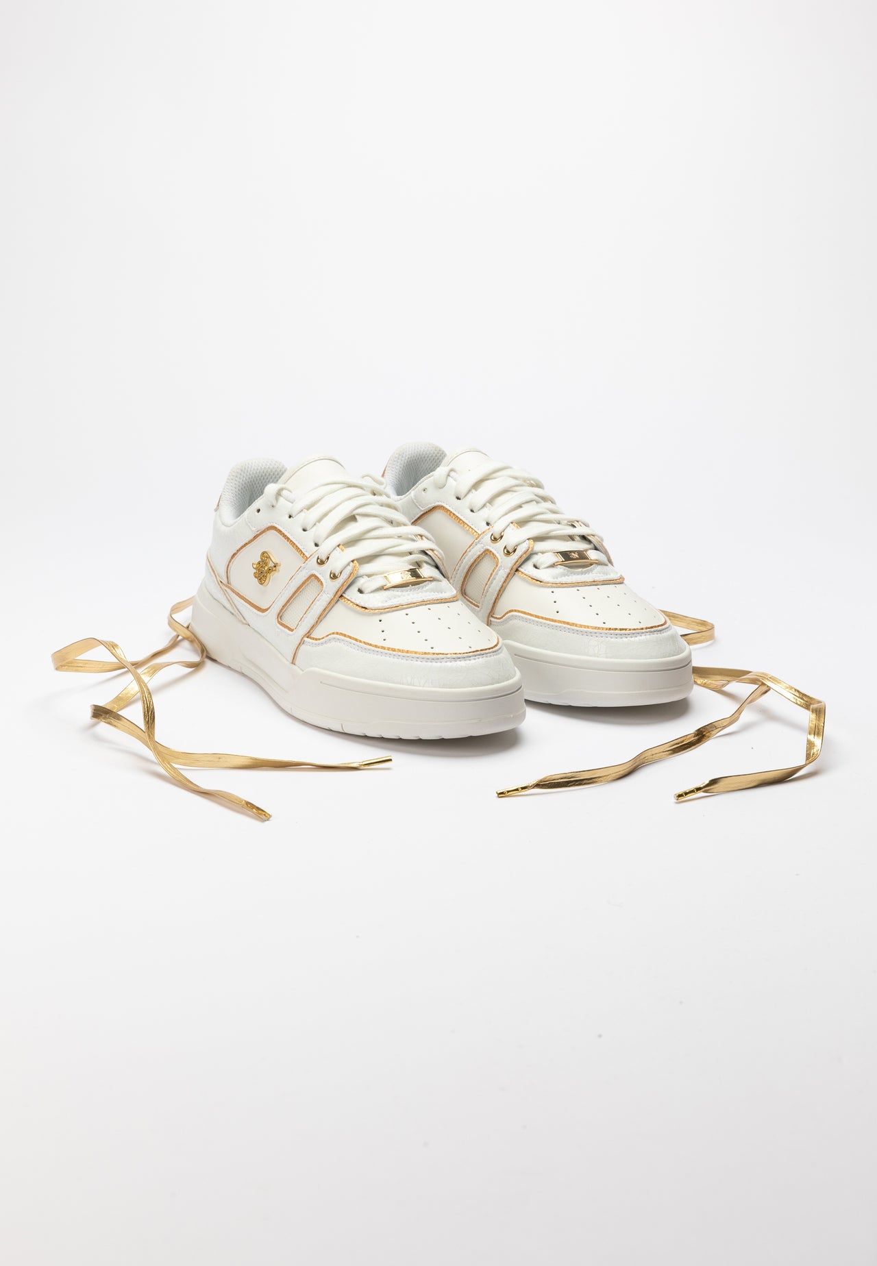 White And Gold Trimmed Low Top Court Trainer (5)
