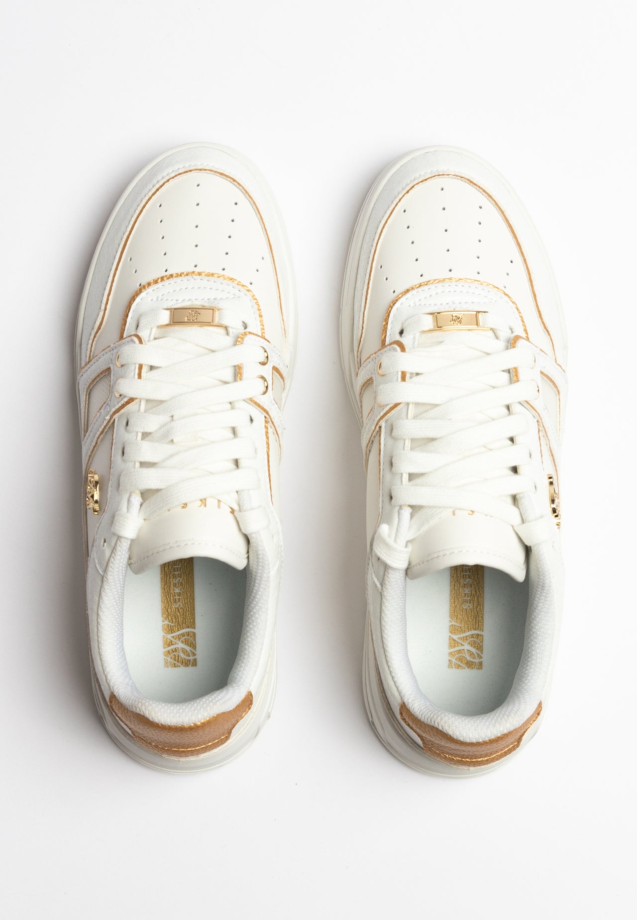 White And Gold Trimmed Low Top Court Trainer (7)