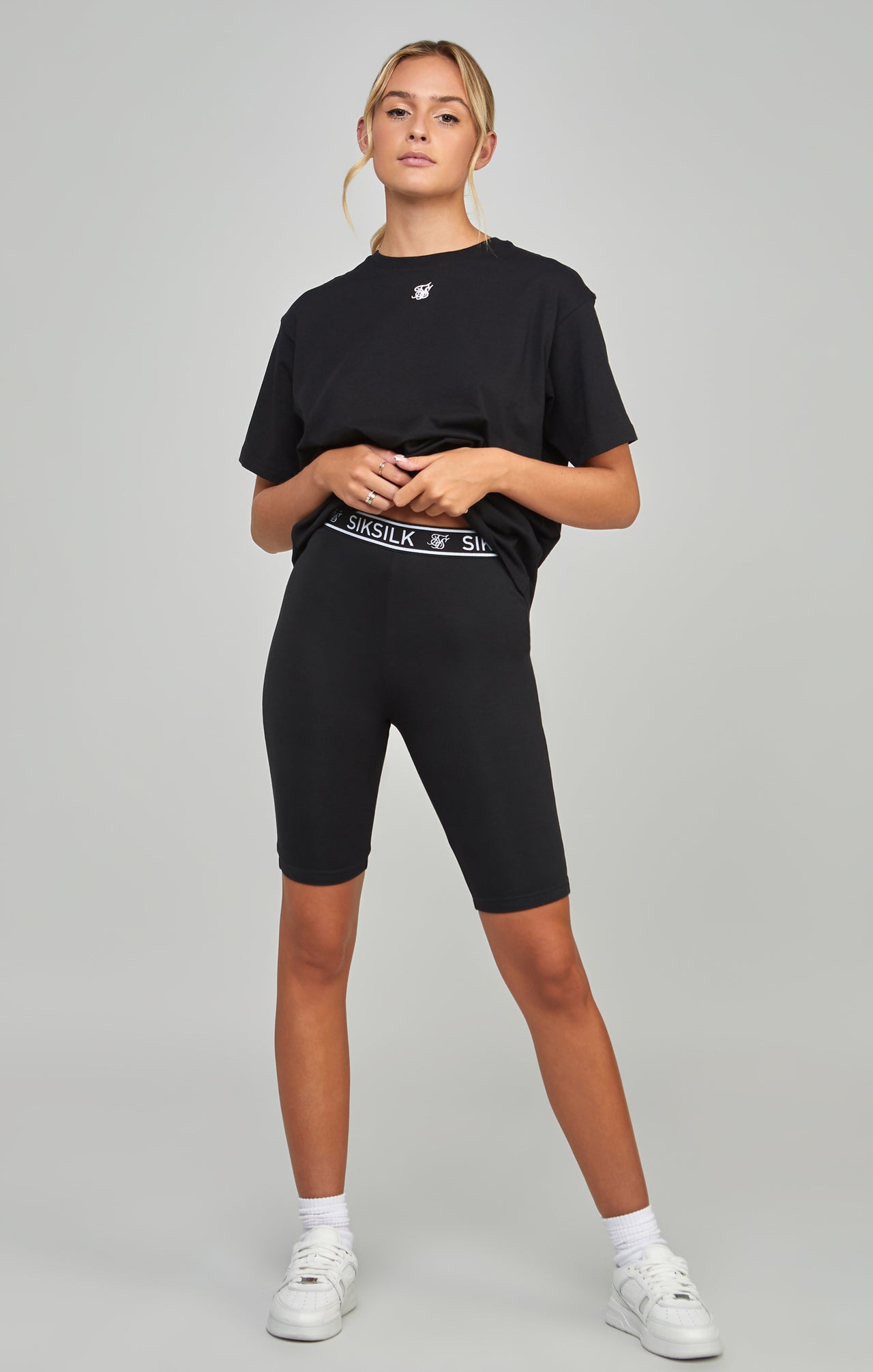 Black Essential Tape Cycle Shorts (1)