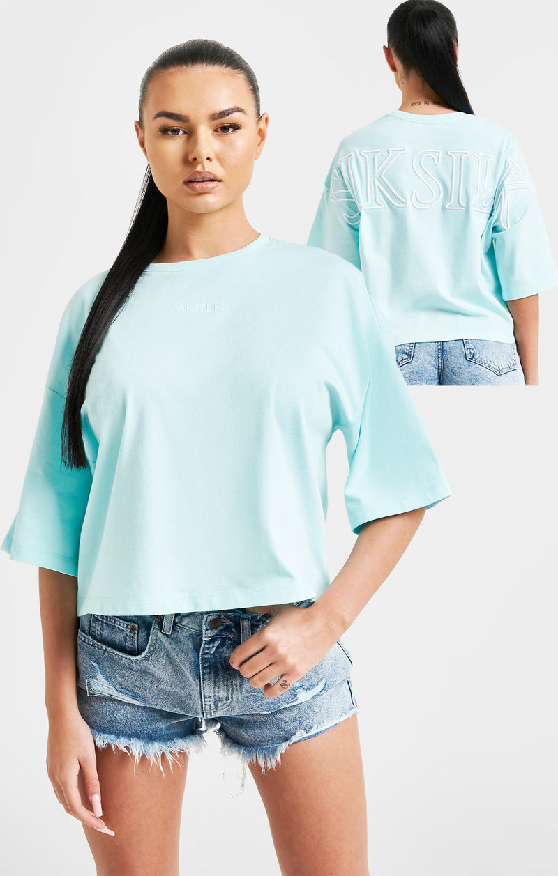 Aqua Branded Crop T-Shirt