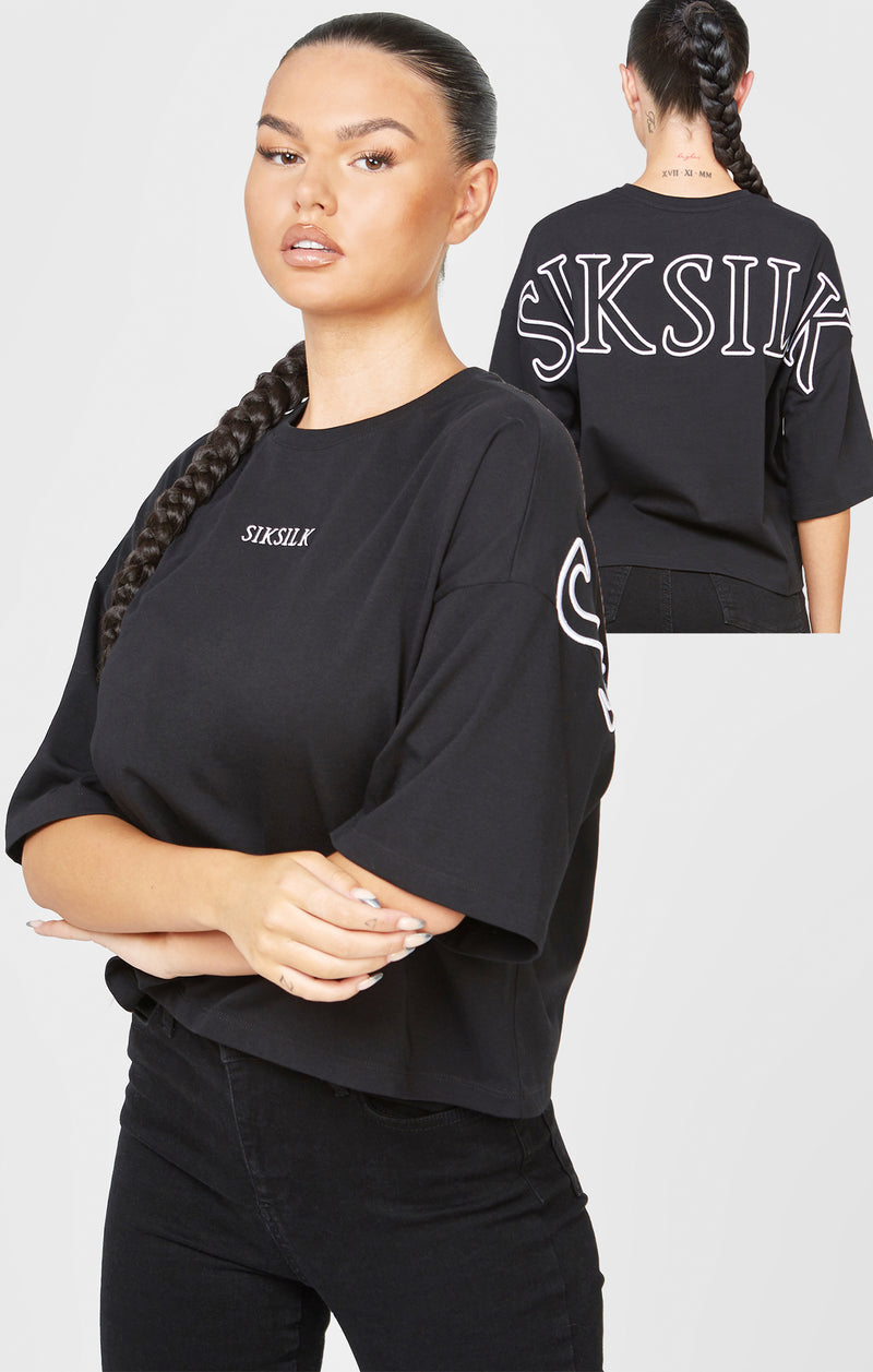 Black Branded Crop T-Shirt