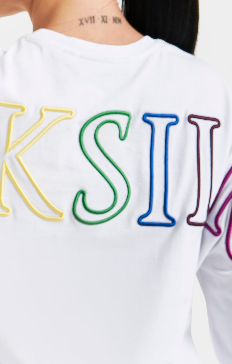 White Branded Crop T-Shirt Rainbow (1)