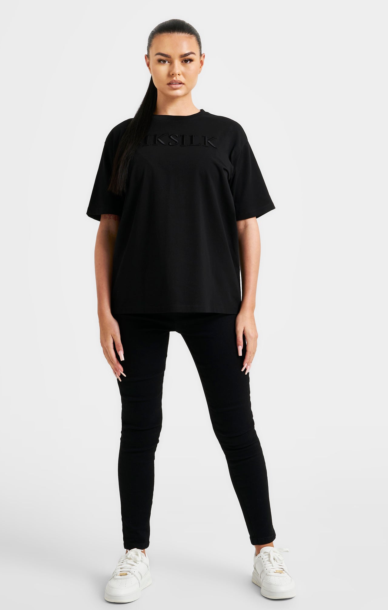 Black Embroidered Boyfriend T-Shirt (2)