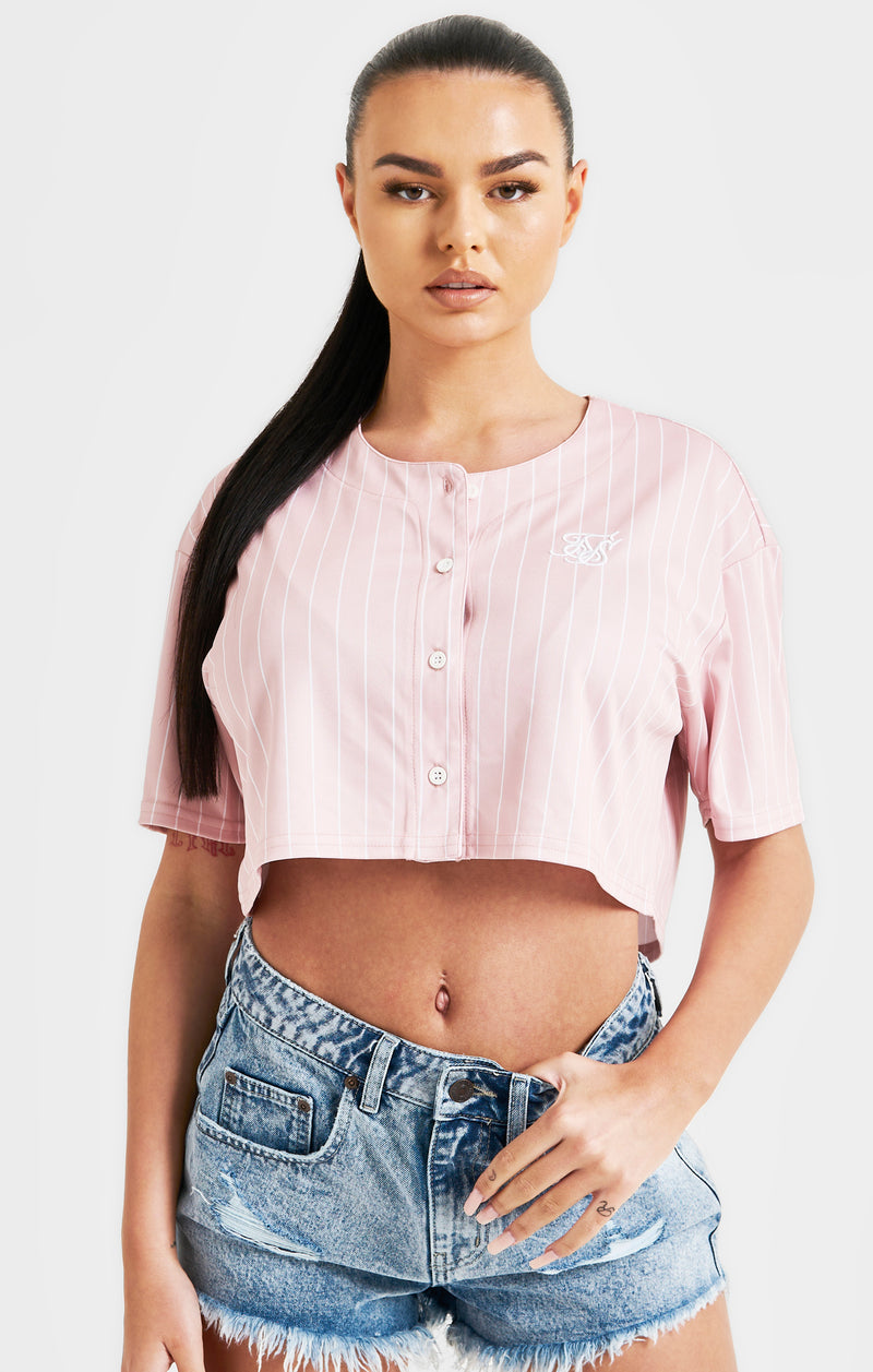 Pink Crop Baseball Top