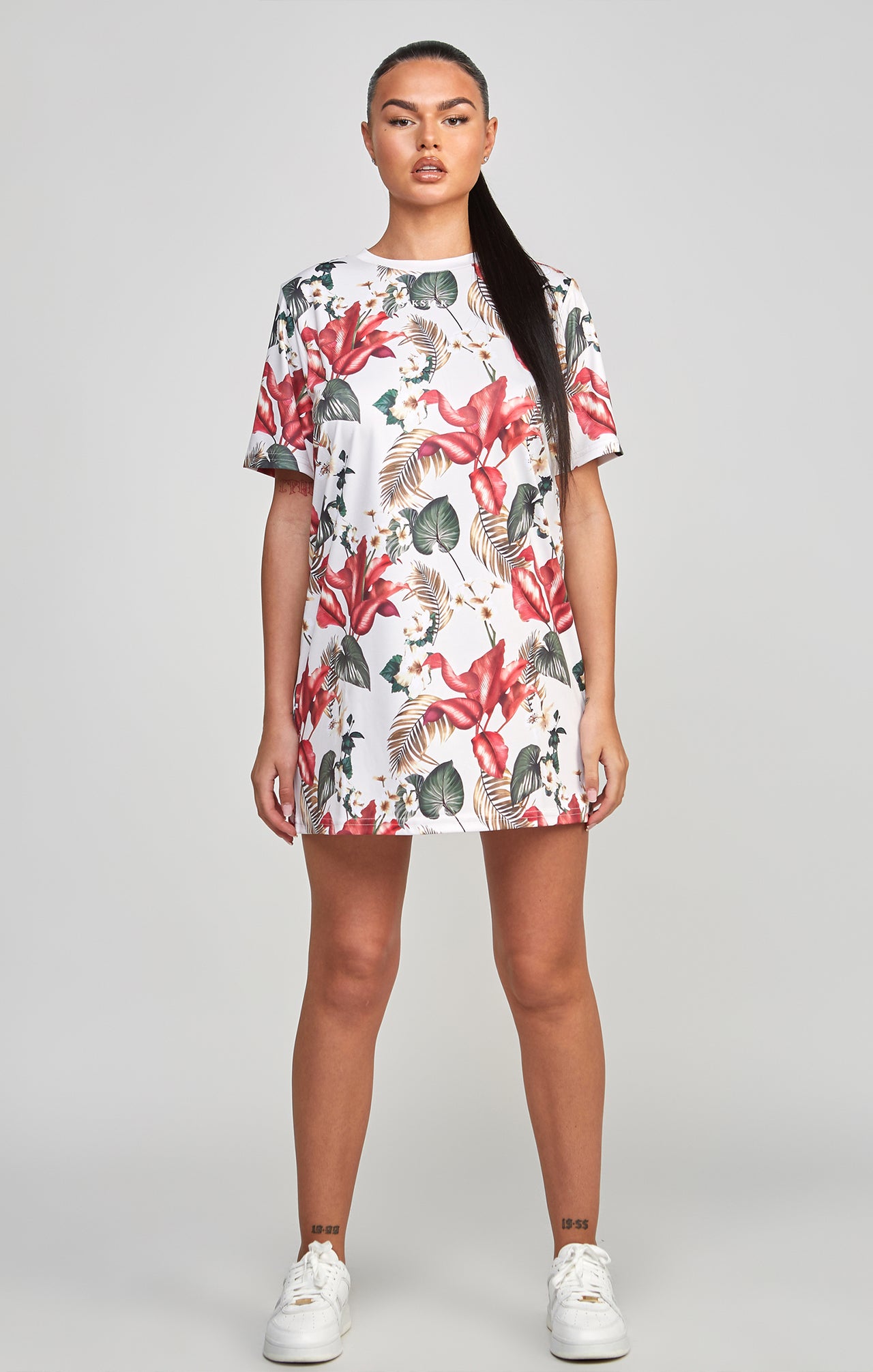 Multi Retro Tropics Print T-Shirt Dress (2)