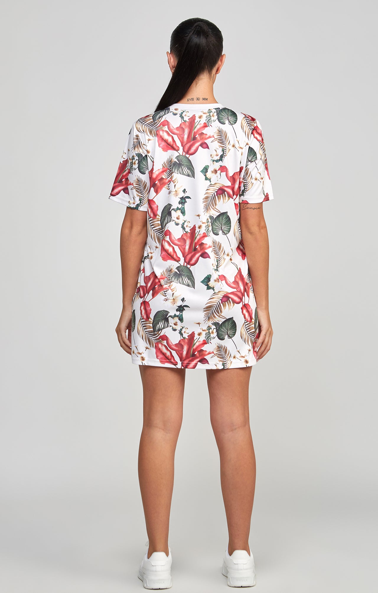 Multi Retro Tropics Print T-Shirt Dress (4)