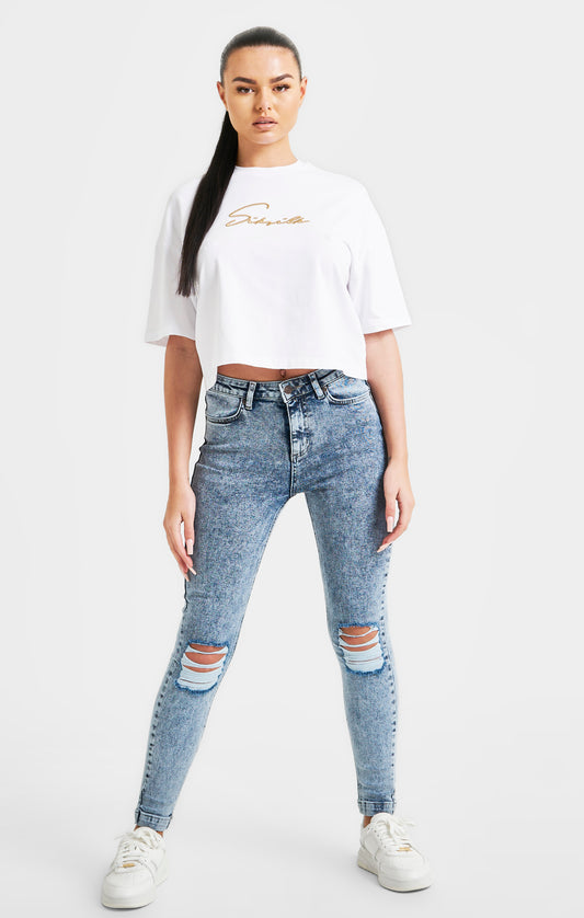 White Signature Crop Tee