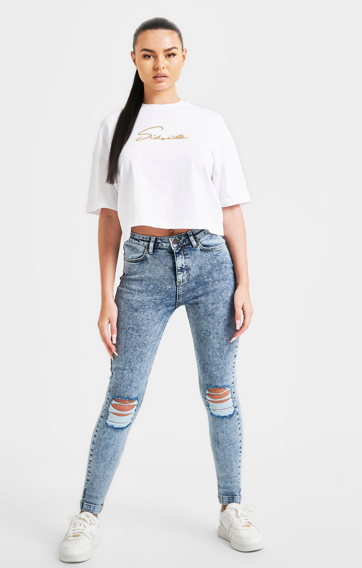 Load image into Gallery viewer, White Signature Crop Tee (3)