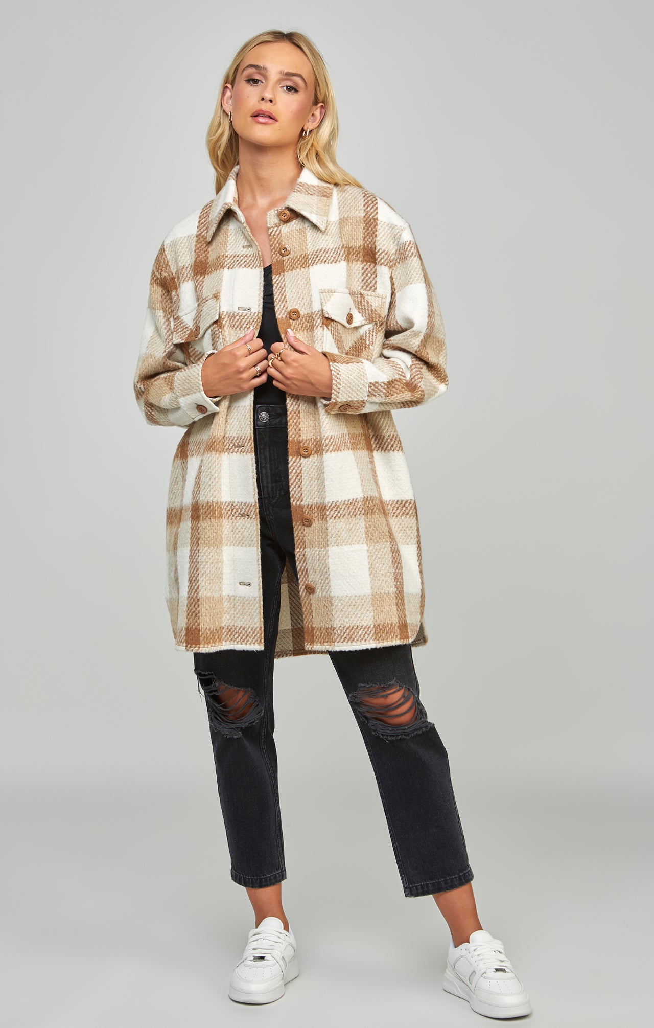 Beige Checked Shacket (2)