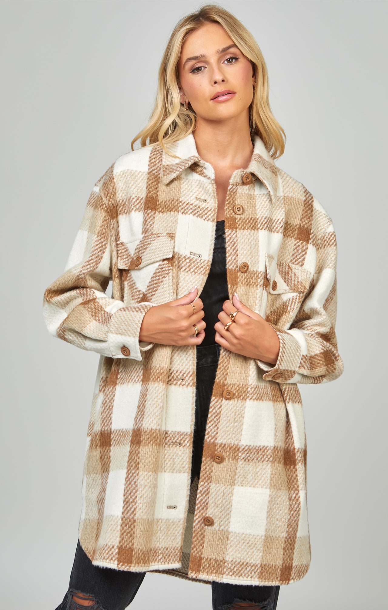 Beige Checked Shacket (3)