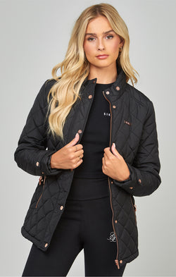 Black Belted Quilted Jacket