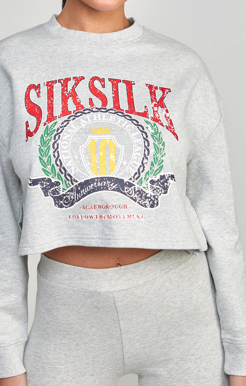 Grey Marl Varsity Crop Sweatshirt (1)