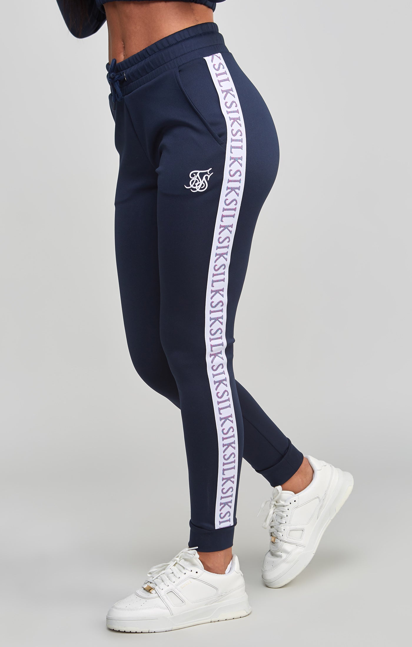 Load image into Gallery viewer, Navy Medley Tape Track Pant
