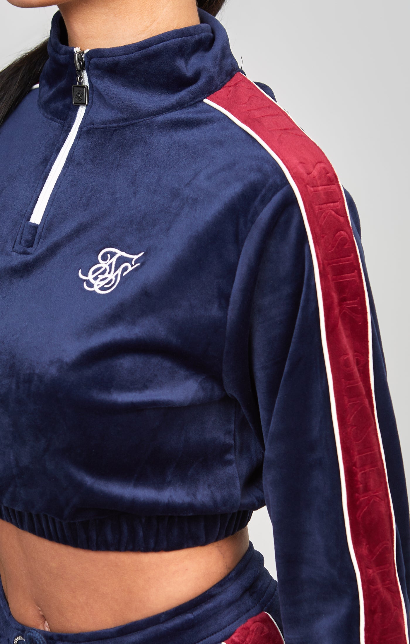 Load image into Gallery viewer, Navy Velour Track Top (1)