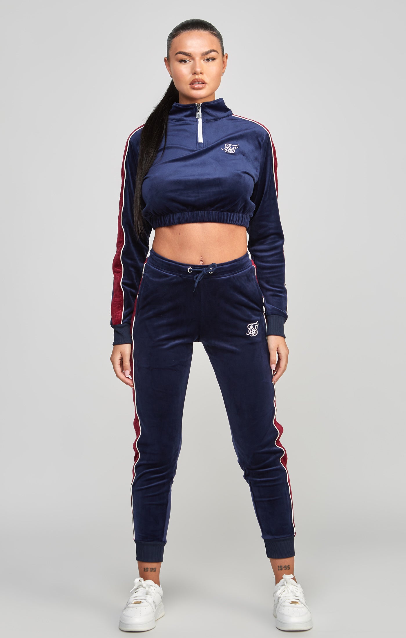 Load image into Gallery viewer, Navy Velour Track Top (2)