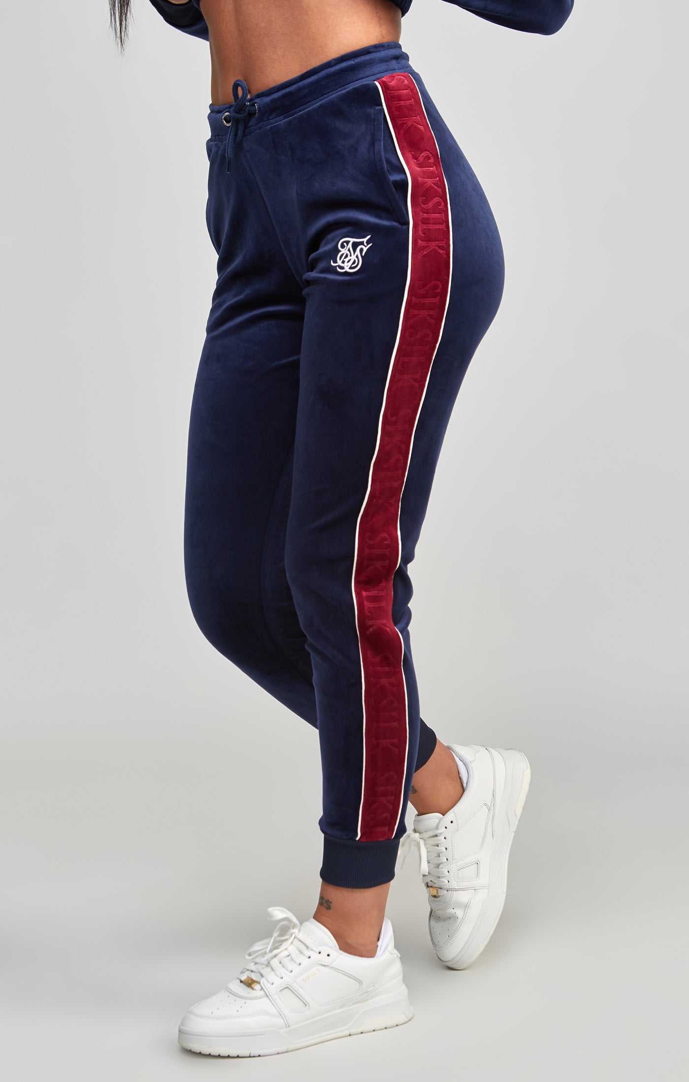 Load image into Gallery viewer, Navy Velour Track Pant