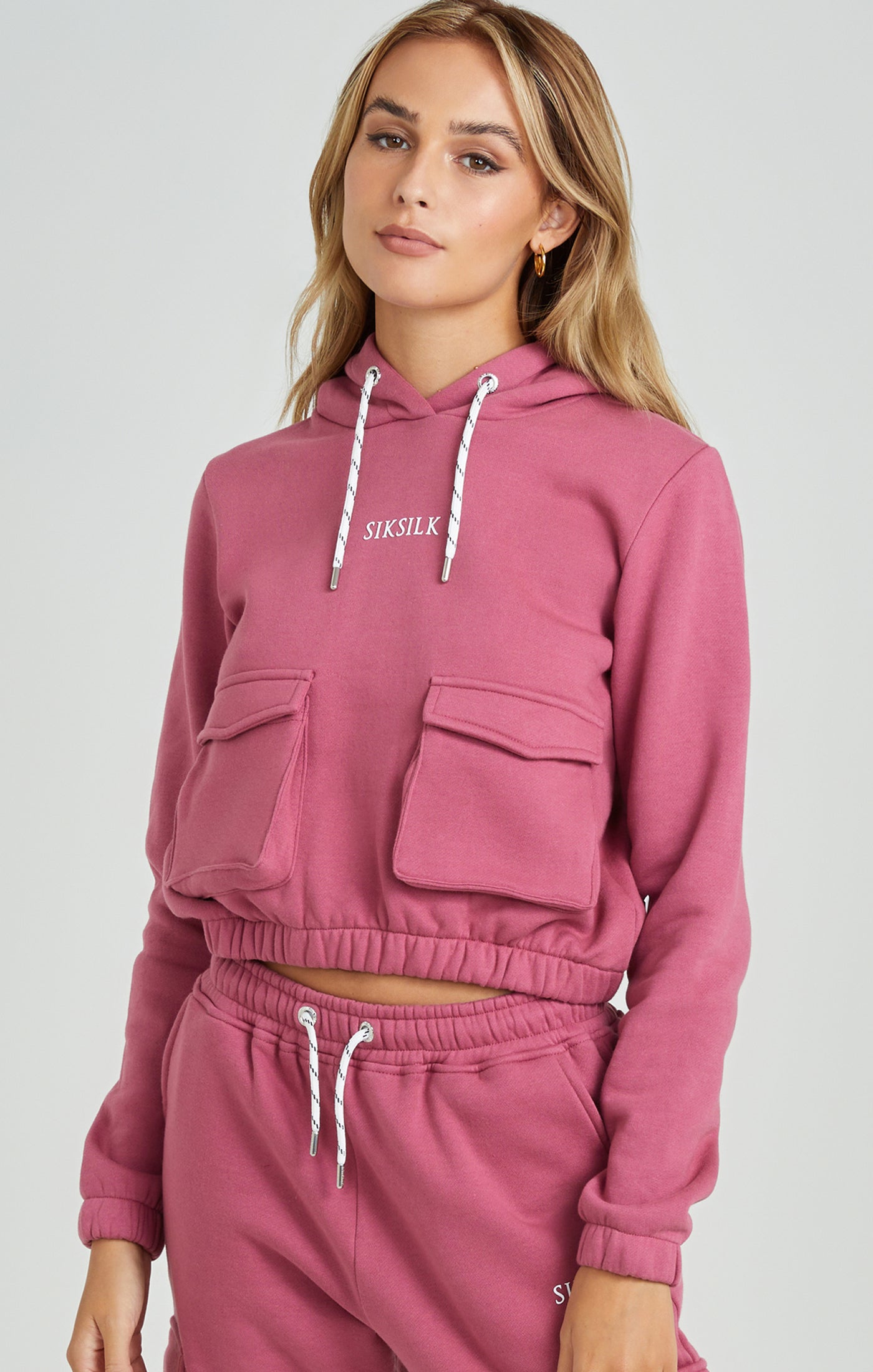 Load image into Gallery viewer, Pink Cargo Pocket Hoodie