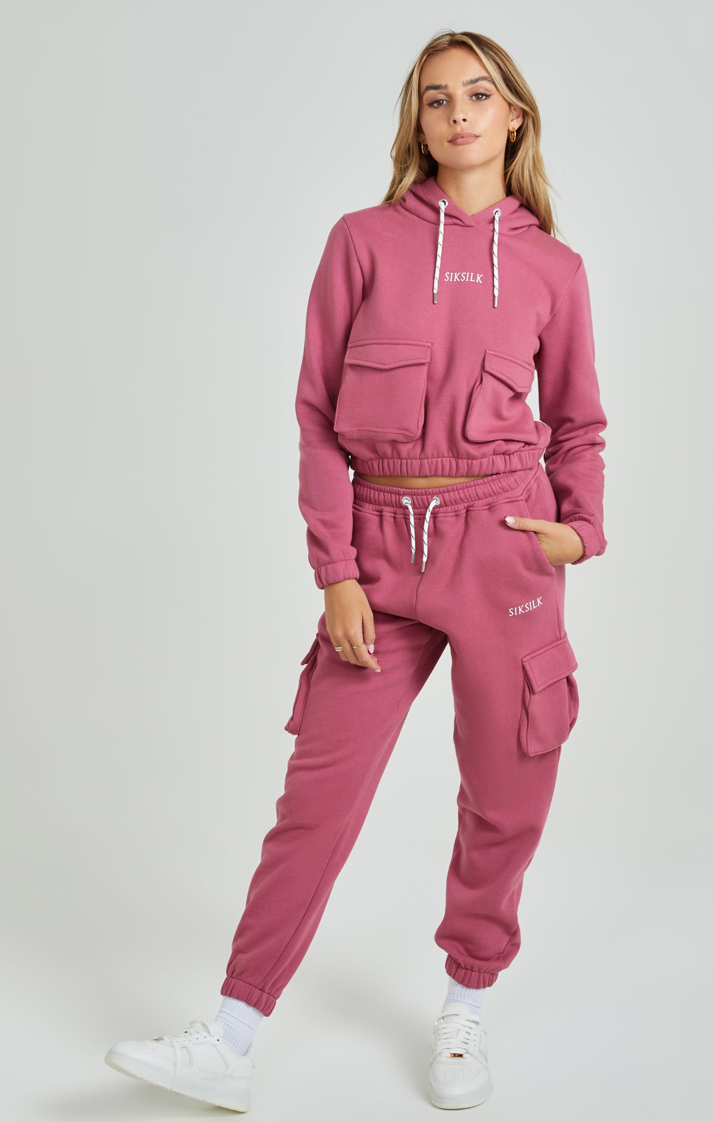 Load image into Gallery viewer, Pink Cargo Pocket Hoodie (3)