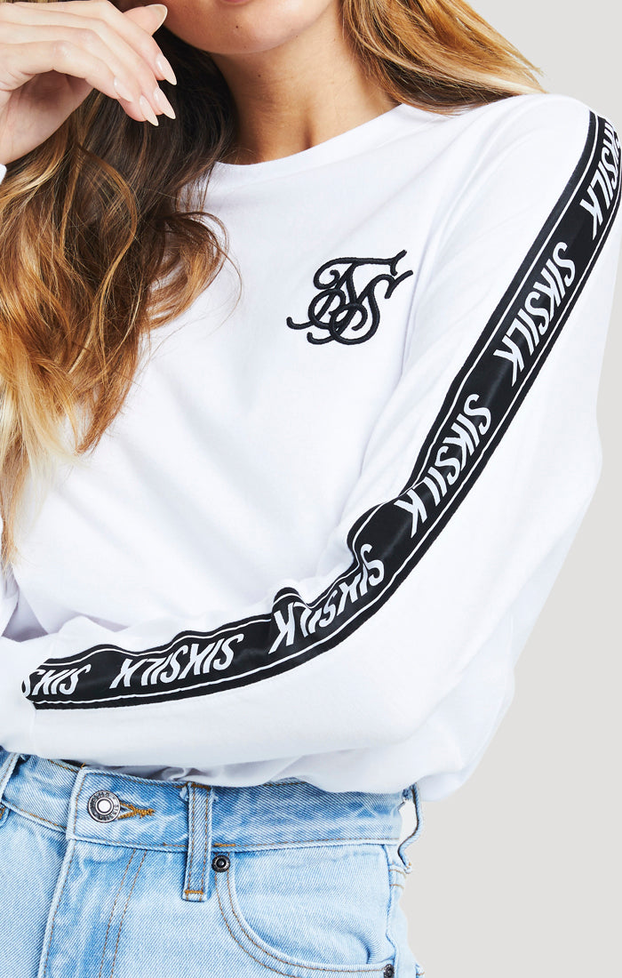 SikSilk L/S Boyfriend Tape Tee - White (2)