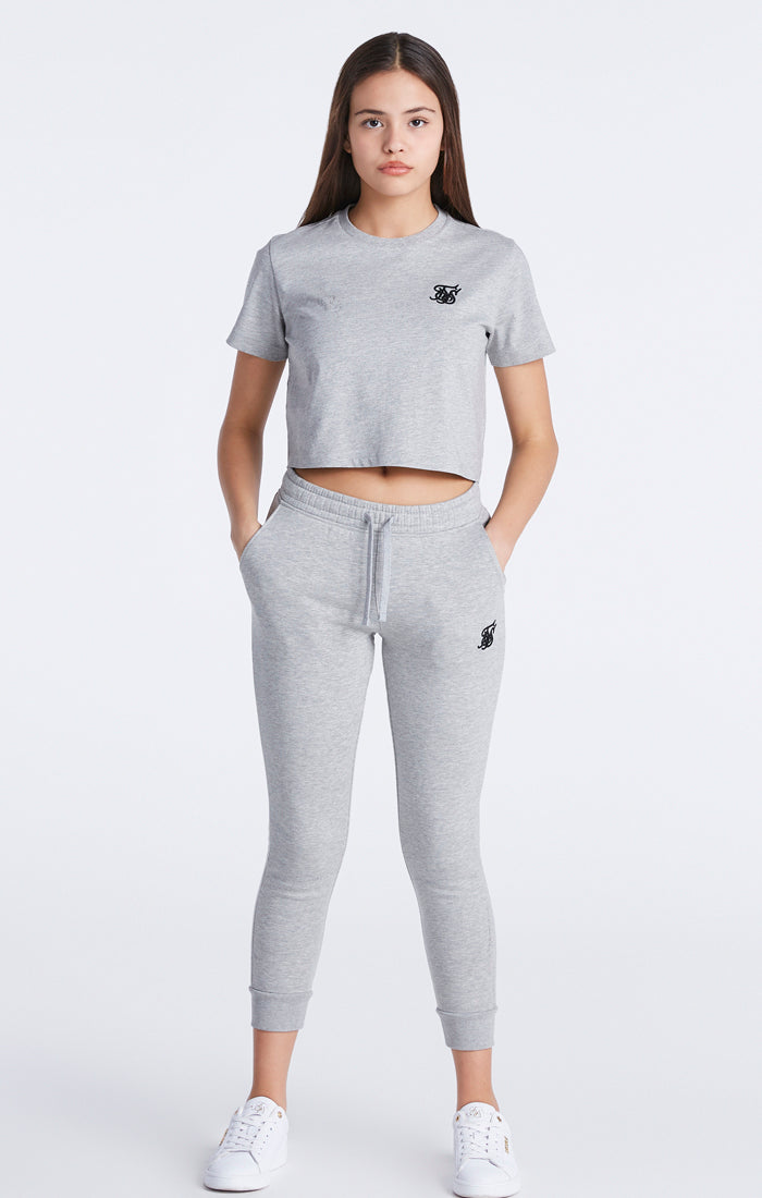 Girls Grey Marl Essentials Cuffed Jogger (1)