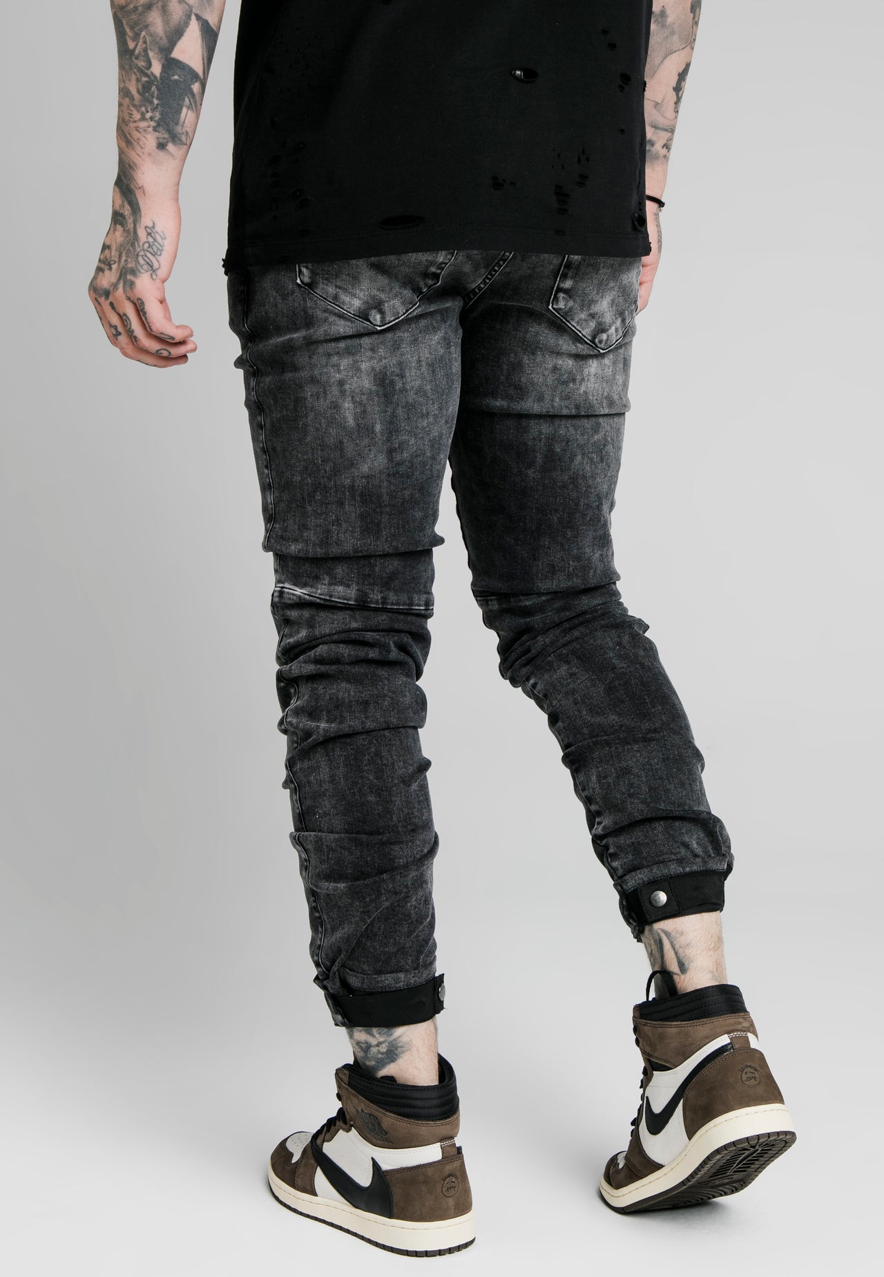 SikSilk Elasticated Cuff Denims - Washed Grey (1)