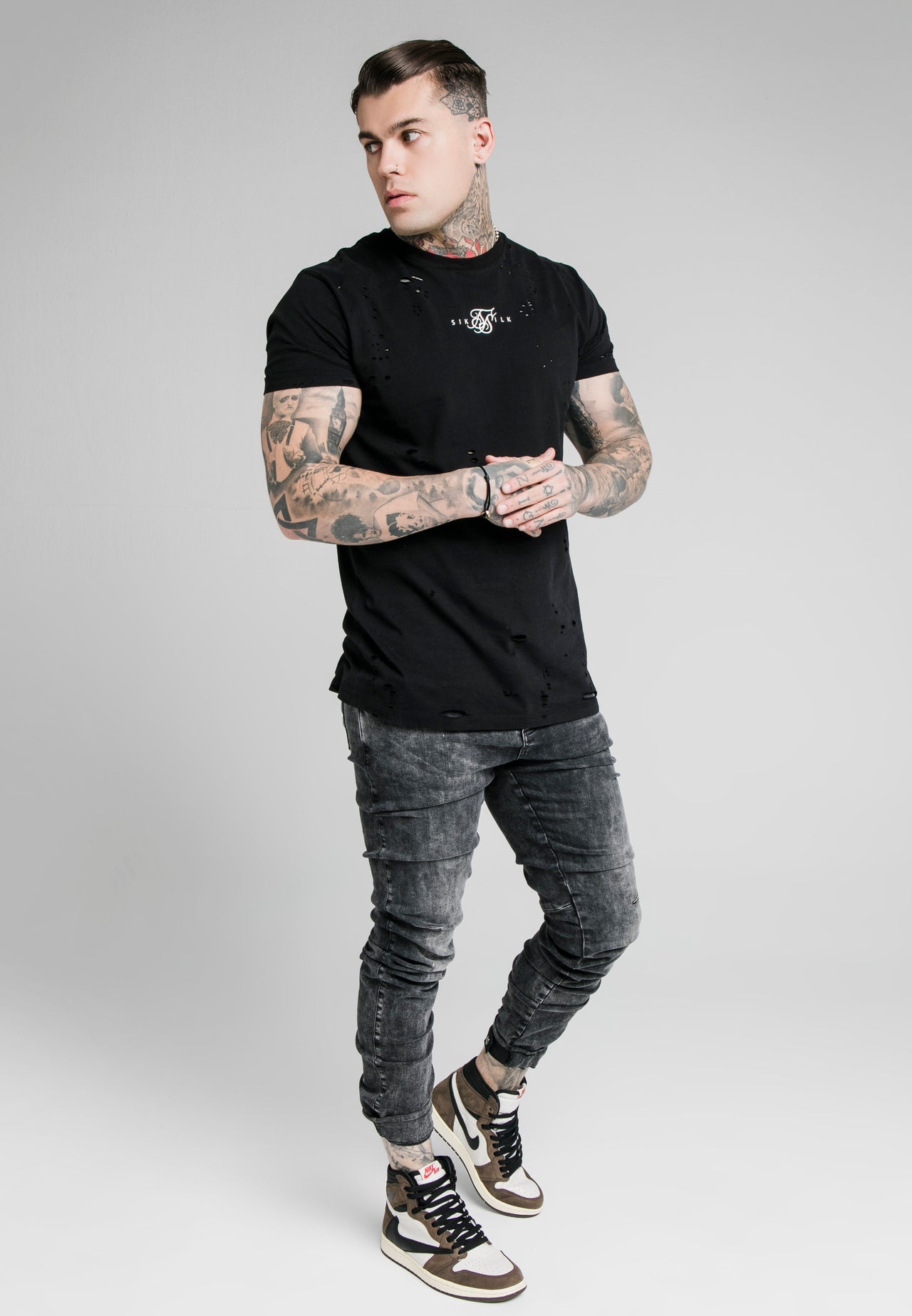 SikSilk Elasticated Cuff Denims - Washed Grey (3)