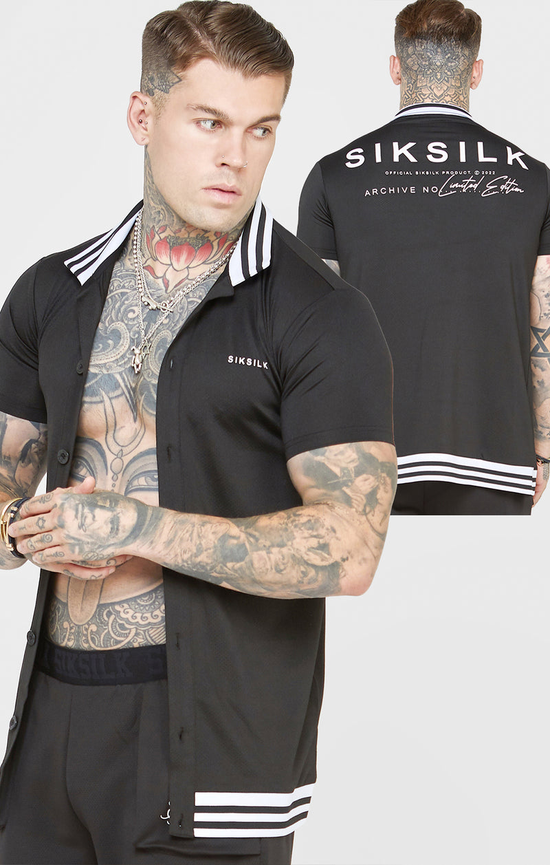 Black Mesh Bowling Shirt