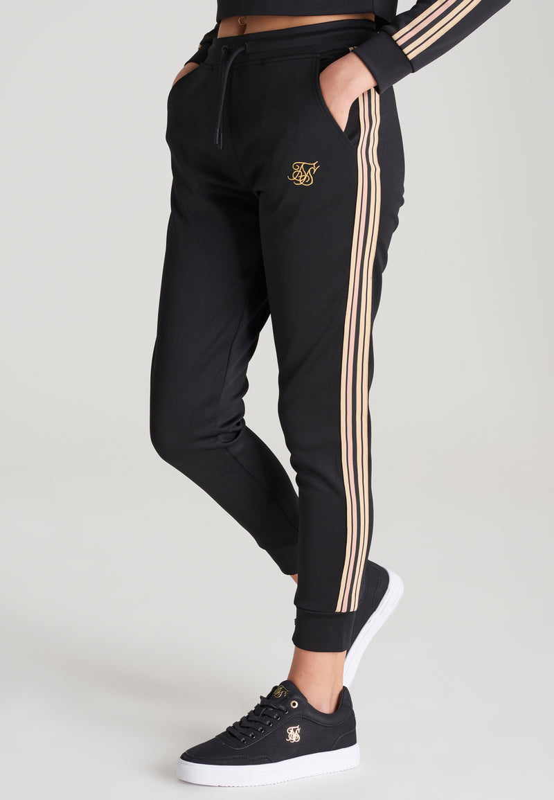 Girls Black Taped Track Pant