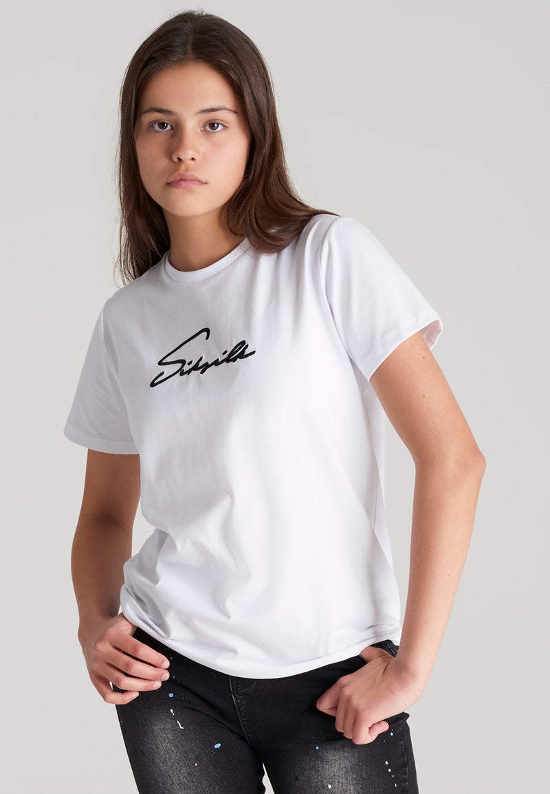 Girls White Signature Boyfriend T-Shirt