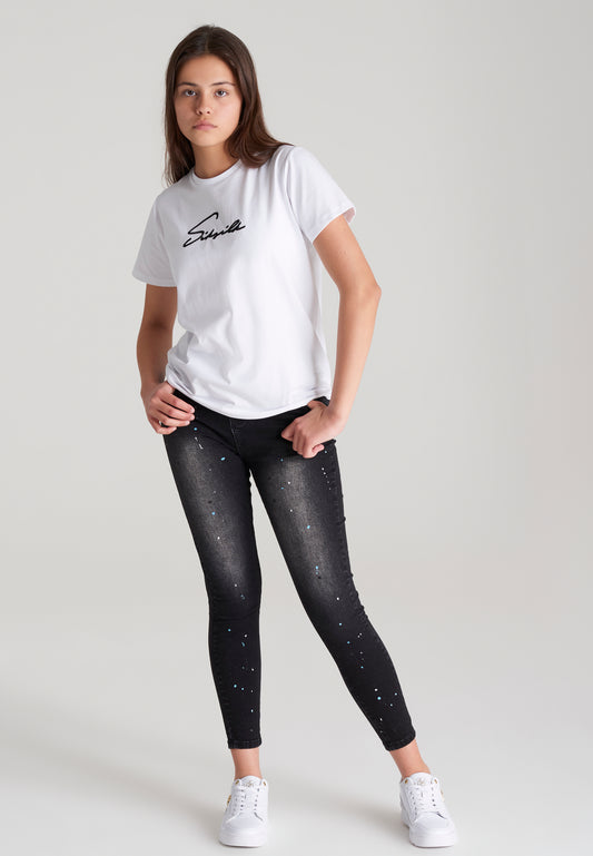 Girls White Signature Boyfriend T-Shirt