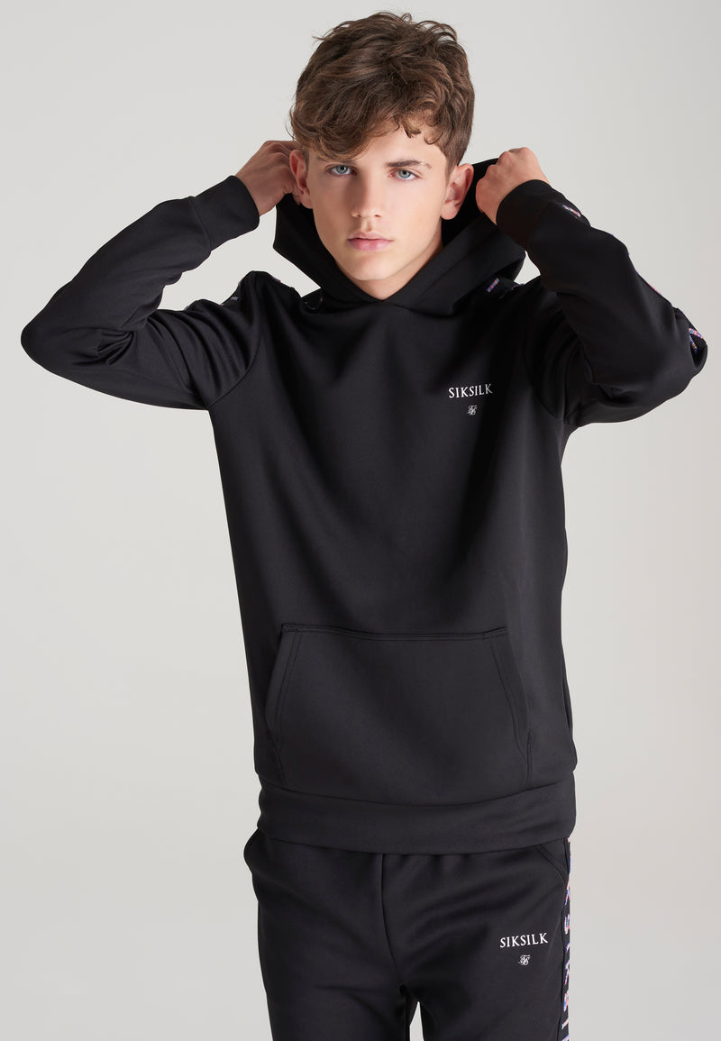 Boys Black Taped Overhead Hoodie