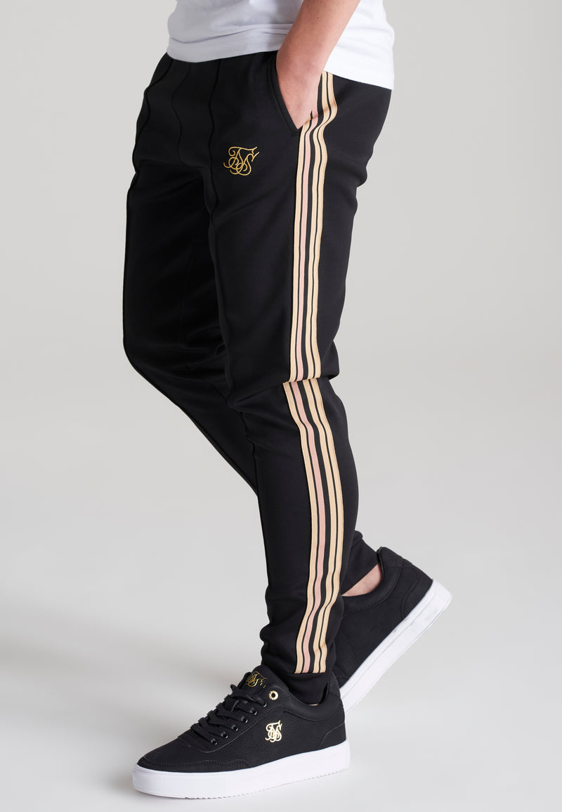 Boys Black Taped Pleated Pant