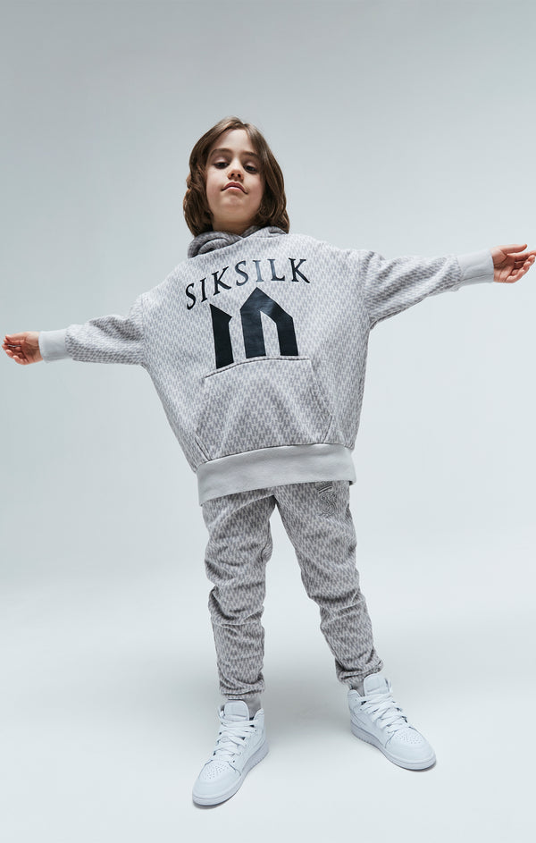 Boys Messi x SikSilk Grey Printed Overhead Hoodie