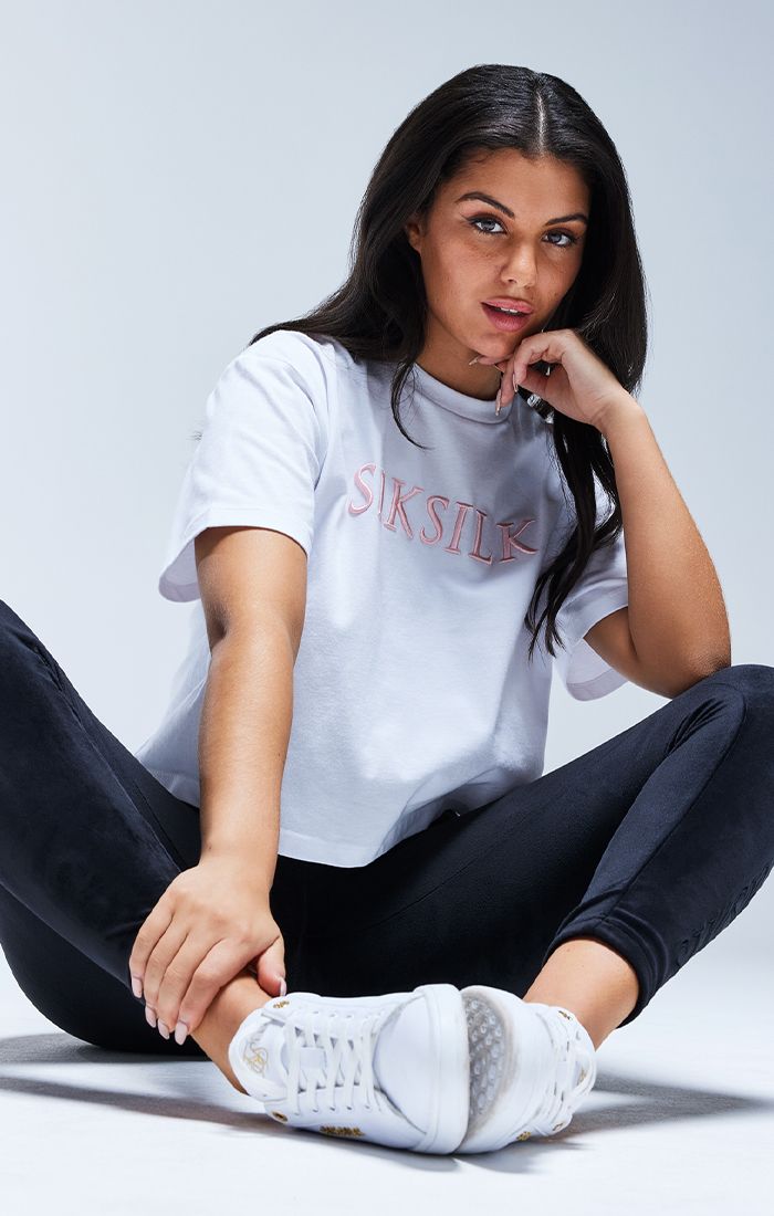 SikSilk Embroidered Logo Tee - White