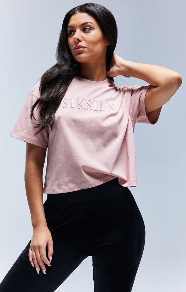 SikSilk Embroidered Logo Tee - Pink